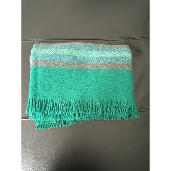 VTG Avoca Handweavers Green Stripe Woven 100% Wool Throw Blanket Shawl 54" x 36" - Picture 7 of 7